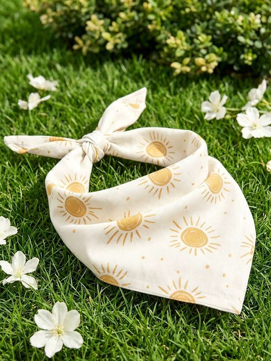 Soft Breathable Minimalist Sun Pattern Polyester Pet Scarf, Dog Supplies & Cat Accessories, Happy Puppy Decorative Accessory, Suitable For Small Dogs, Medium Dogs & Cats For Daily Indoor Or Outdoor Play - Multicolor - View 1