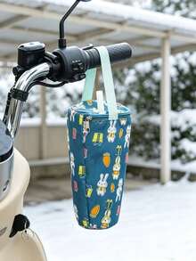1pc/6pcs Cute Cartoon Print Cylindrical Storage Bag, Zipper Closure Portable Handbag, Multi-Functional Round Storage Bag, Lightweight Water Bottle Sleeve, Suitable For Water Bottles And Milk Tea Cups, Ideal For Outdoor Travel, Shopping And Daily Use - Multicolor - View 12