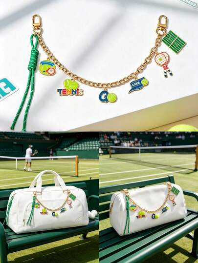 1pc Cute Y2K Sporty Tennis Element Bag Charm, Suitable For Handbag, Bag Chain Decoration, Bag Extension Chain, Bag Pendant Accessory, Handbag Decorative Chain
