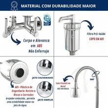 Torneira Com Filtro Tubo Flexível para Cozinha Gourmet Pia Parede Cone Abs 2 Modos de Jato - Prata - Visão 8