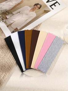 8pcs Women's Soft Elastic Wide Headbands, Solid Color Hairbands For Autumn/Winter, Versatile Minimalist Daily Wear, Sports, Yoga, Face Washing Accessory - Multicolor - View 11