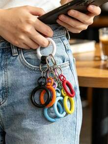 8/20/50/100pcs Random Color O-Ring Spring Buckle Hooks, Metal Carabiner Clips DIY Jewelry Connectors, Suitable For Keychains And Dog Leashes - Round Keychain - View 6