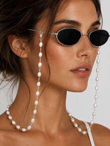 STONEFANS 1pc Faux Pearl Glasses Chain Anti-Drop Lanyard Cross-Border Luxury Accessory Mask Chain Women's Glasses Accessory - Pearl - View 1