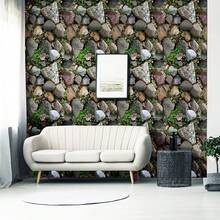 1 Roll Self-Adhesive Stone And Floral Pattern, Rental-Friendly Premium PVC Wallpaper Contact Paper, Modern Vintage 3D Effect, Easy To Install Wall Covering, Suitable For Bedroom, Living Room, Accent Wall, Furniture Refurbishment, Rental Home Decor, All Season Use, Christmas Decoration. - Lithops - View 6