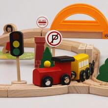 1 Set 78pcs Wooden Train Track Set, Children's Assembly & Building City Railway Transportation Toy, Develops Spatial Logic & Concentration, Parent-Child Interaction Early Education Gift Box - Multicolor - View 3