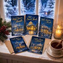 12pcs/24pcs/48pcs Exquisite Gift Card Set With Envelopes | Thank You Cards | Christmas Cards Winter Night Palace, Sincere Gratitude. | Suitable For Holiday Greetings - Christmas Gifts - Birthdays - Gift Cards - Greeting Card Creation And - DIY - Message Cards - Sets - View 6