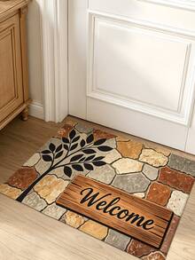 1pc Pebble Tree Of Life Welcome Mat, Outdoor Carpet Runner Area Rug, TPR Backing Non-Slip Mat, Suitable For Bathroom, Indoor, Hallway, Bedroom, Living Room, Bedside, Machine Washable Easy To Clean Entryway Mat Home Decor - Multicolor - View 5