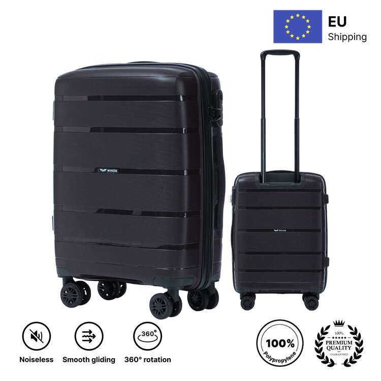 W WINGS 3 PiecesLuggage Set (20", 24", 28") | ABS+Hard Shell Suitcase, Combination Lock, Telescopic Handle, 360° Spinner Wheels - Black - View 9
