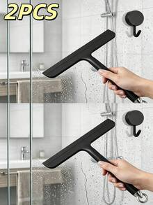 2pcs Glass Surface Cleaner And Silicone Material Scraper With Convenient Handle, Hook For Hanging Storage, Saving Space. Suitable For Bathroom, Shower, Kitchen, Mirror, Tile, Countertop - Multicolor - View 10