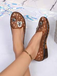 Women Hollow Wedge Slip On Shoes, Toe Ornament, Easy Wear, Daily Footwear - Coffee Brown - View 2