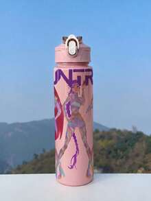 KPop Demon Hunters 1pc K-Pop Demon Hunter Girl Group 5-Color Cartoon Anime Style Anti-Spill Flip Lid Sports Water Bottle, Back To School Essential, Car Accessory, Portable & Fashionable Design, 800ml-27oz Travel Cup With Strap, Straw And Lid, Cute Design, High Quality, Leak-Proof, Shock-Resistant, Durable Outdoor Sports Water Cup, Large Capacity Portable Cup, Suitable For Short Trips, Hiking, Picnic, Running, Fitness, Mother's Day, Halloween - One Size Fits All - View 13