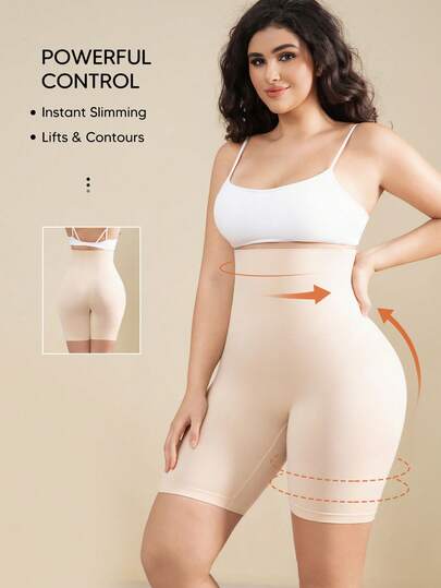 Suprenx Plus Size High Waist Tummy Control Shaping Shorts, Butt Lift Waist Sculpting Shapewear, Seamless Compression Panties
