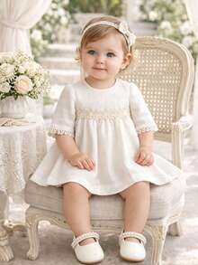 Infant Infant Girls Soft Sole Bowknot Princess Wedding Dress Mary Jane Flats Prewalker Newborn Light Infant Sneaker Shoes - White - View 8