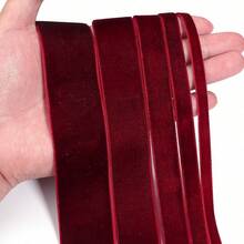 1pc Deep Red Single‑Sided Velvet Ribbon, 10‑50mm Assorted Width, Decorative Ribbon For Jewelry Display, Flower Gift Wrapping, Bow Decoration, Perfect For Valentine's Day, Christmas And New Year Party Home Decor - Multicolor - View 2