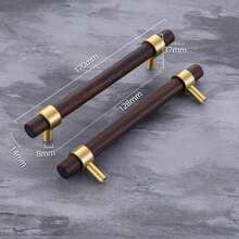 1/4 Pack Premium Brass & Walnut Drawer Pulls, Unique Wood + Metal Design, Modern Minimalist Style, Exquisite Details, Suitable For Drawers, Cabinet Doors, Wine Cabinets, Storage Cabinets, Wardrobes - Multi-color - View 8