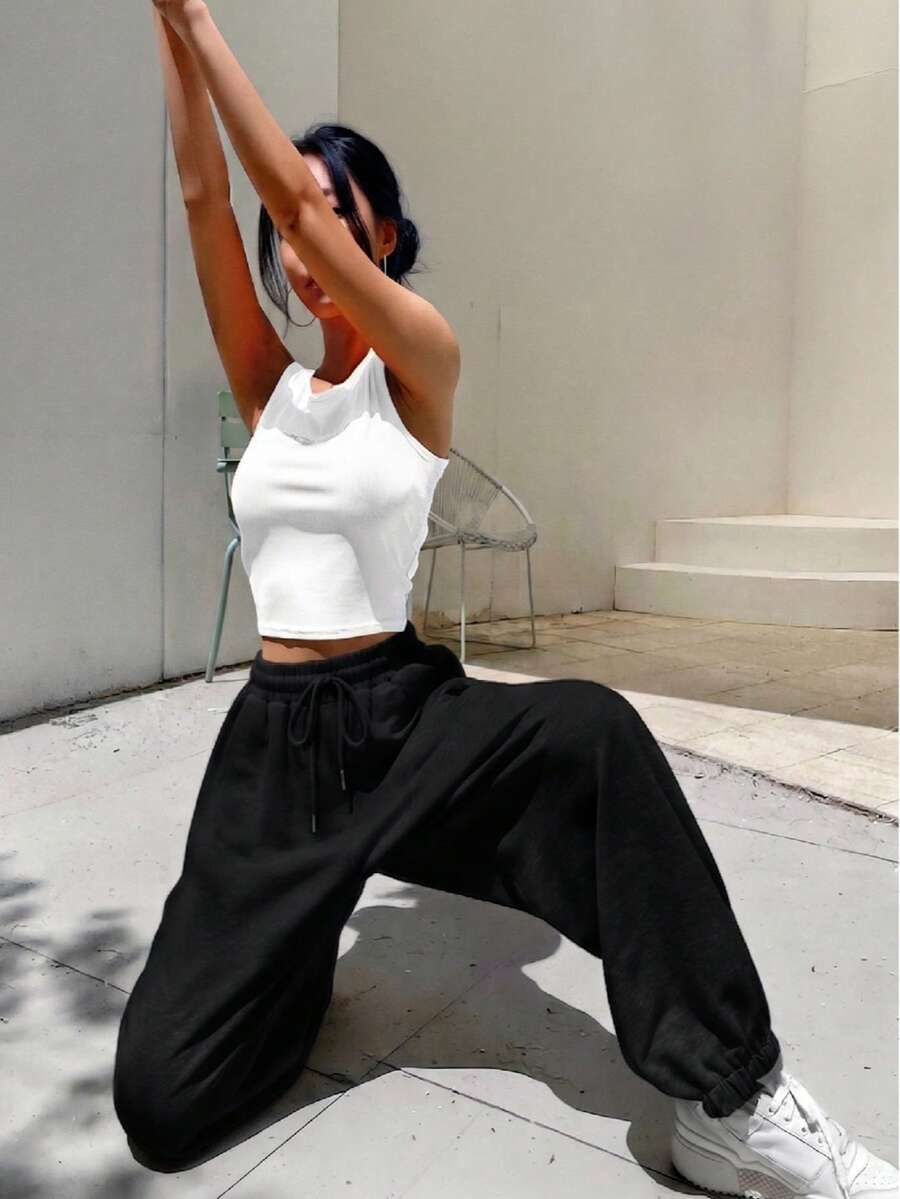 Plus Size Sweatpants - Black - View 1