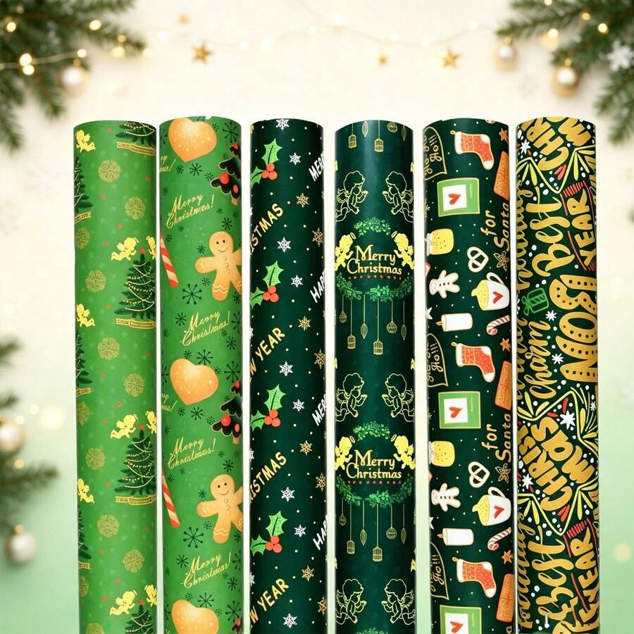 36/72 Sheets Premium Christmas Wrapping Paper (Includes Stickers) - Snowflake, Christmas Tree And Other Holiday Patterns, Suitable For Gift Wrapping And Decoration, Christmas Wrapping Paper - Style E - View 1