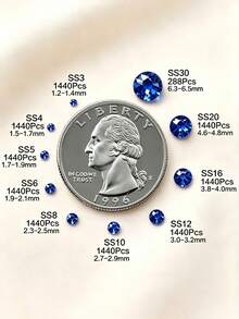 Sapphire Blue Flat Back Rhinestones, Multi-Size Round Crystal Hot-Fix Rhinestones, Shiny Adhesive Rhinestones, Suitable For Nail Art, Phone Cases, Shoes, Clothing, Handmade DIY Decoration - Sapphire Blue - View 4