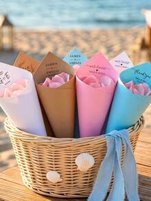 Customizable Text Petal Paper Cones, Suitable For Wedding Favors, Bridal Showers, Birthday Confetti, Christmas, And Halloween Party Decorations. - Multicolor - View 8
