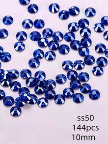 Sapphire Blue Flat Back Rhinestones, Multi-Size Round Crystal Hot-Fix Rhinestones, Shiny Adhesive Rhinestones, Suitable For Nail Art, Phone Cases, Shoes, Clothing, Handmade DIY Decoration - Sapphire Blue - View 5