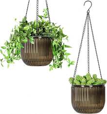Set Of 2 Hanging Plant Pots, Height 16.5 Cm, Suitable For Placing Plants Indoors And Outdoors - 2pcs - View 8