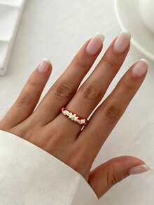 1pc Bohemian Vintage Fashion Colorful Pattern Enamel Open Ring, Suitable For Women's Daily And Vacation Wear - Multicolor - View 1