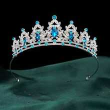 Fashion Rhinestone Bridal Crown, Baroque Luxury Crystal Crown, Wedding Party Wedding Dress Matching Hair Accessory, Wedding Gift Headband - Silver - View 6