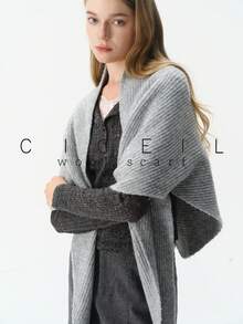 1pc Solid Color Fashion Elegant Lady Style Versatile Wool Knitted Triangle Scarf Shawl For Autumn/Winter Daily Wear - Flower Coffee - View 16