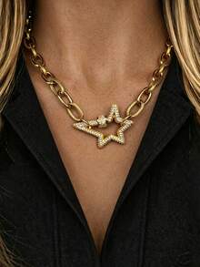 Kalung Liontin Kompas Pentagram Emas 3 Buah/2 Buah dengan Huruf, Rantai Huruf Awal yang Elegan dan Indah, Set Rantai Huruf Mewah, Perhiasan Hadiah untuk Wanita - Emas - View 10