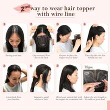 5x6 Inch Clip-In Human Hair Topper For Women, 12 Inch Halo Wire Fixed Lightweight Hair Piece, Suitable For Thinning Hair - SP24/613 - View 5