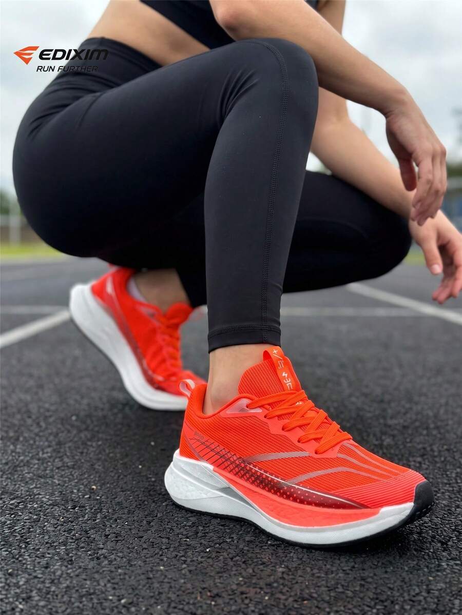 EDIXIM Summer New Professional Running Shoes Unisex Casual Shock-Absorbing Mesh Anti-Slip Lightweight Breathable Wide Soft Sole Athletic Shoes - Red - View 1