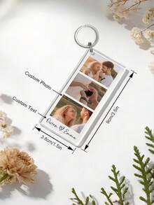 1pc Personalized Photo Keychain, Customized Acrylic Couple Keychain, Anniversary Gift For Boyfriend/Girlfriend - Multicolor - View 7