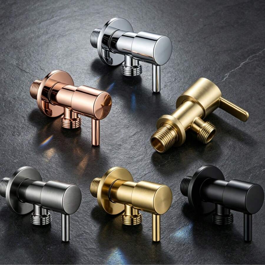 304 Stainless Steel Single Handle Shut-Off Valve, Copper-Free Design, Black, Bronze, Gold Plated Options, Corrosion-Resistant Water Control Valve, Suitable For US And EU Plumbing, Applicable For Bathroom And Industrial Use - Multicolor - View 1