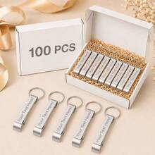 100pcs Customized Engraved Metal Bottle Opener Keychain - Can Engrave Name Or Text, Bulk Boxed, Perfect For Wedding, Birthday, Company Gift And Party Favors; Customizable - Multicolor - View 15