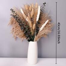 55+ Pcs Artificial Flower Bouquet With Pampas Grass And Bunny Tails For Vase | Artificial Pampas Grass, Bunny Tails And Reed Stems Create A Soft, Layered Bouquet For Neutral Boho And Rustic Vase Decor. - Brown White 2 - View 3