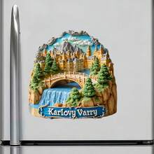 Karlovy Vary Rock-Hewn Spa Town Cascades And Storybook Spires Magnet Where The Healing Waters Whisper Through The Misty Valley Keepsake For All Metal Surfaces Throughout The Home - A - View 2