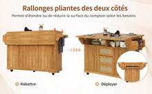 Kitchen Island Brown With Storage Adjustable Foldable Made Of Wood For Kitchen - 棕色 - 查看 5