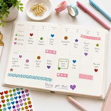 1440pcs/10 Sheets Colorful Laser Shiny Glitter Pattern Stickers, Geometric Style Colorful Stickers, Perfect For Office, Student Classroom, Gift Wrapping, Handmade Self-Adhesive Labels, Motivational Encouragement Star Stickers, Back To School Stickers, School Opening Decoration Stickers, Back To School Gifts - Multicolor - View 5