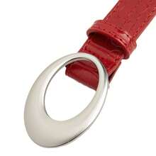 American Retro Y2K Women's 2024 New Red Crocodile Embossed Leather Belt, Minimalist High-End Accessory - Multicolor - View 3