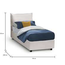 Dmora Alistair - Letto Singolo, 95x205 cm Bianco, Contenitore Made in Italy - Bianco - Visualizzare 3