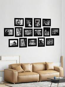 15pcs Black (With Backboard) Minimalist Elegant Corridor Wall Decor Memorial Paper Photo Frames Wall Hanging Paper Photo Frames Home Wall Decoration For Holiday Celebration And Home Decor (Paper Product) - Multicolor - View 3