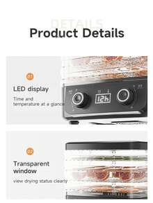 HONGMEI 5-Layer Food Dehydrator | Multi-Functional Home Appliance | Suitable For Making Beef Jerky, Fruits, Vegetables And Pet Treats | High-Heat Air Circulation | 5 Stackable Trays - US A Type Plug(110-127V) - View 9