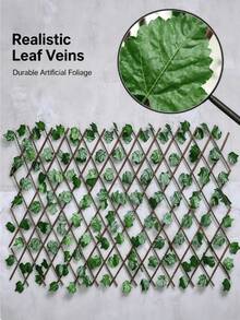 Limited Time Discount Retractable Faux Greenery Hedge Fence, Artificial Ivy Grape Maple Leaf Expandable Wooden Trellis Privacy Shield For Balcony Railing Outdoor Fence Garden Terrace Wall Decoration - Fence - View 6