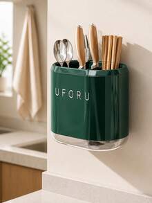 1pc Modern White Wall-Mounted Chopstick Holder, Drill-Free Utensil Storage Rack And Kitchen Drain Rack With Removable Drip Tray, Kitchen Sink Organizer Basket For Chopsticks, Spoons, Forks, Knives And Spatulas, Space-Saving Cabinet Storage Rack, Suitable For Daily Use - Multiple Styles and Colors - View 3