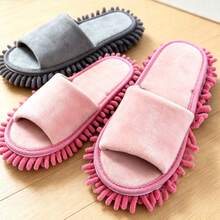 1 Pair Detachable Washable Linen Mop Slippers, Unisex Slouchy Floor Cleaning Slippers, Reusable Dusting Mop Shoes, Quick Drying, Suitable For Kitchen Bedroom Living Room Bathroom Indoor Home Cleaning, Summer Home Cleaning Tool - Multicolor - View 2