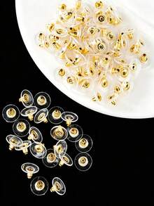 100pcs Gold Flying Disc Earring Backs, Ear Plugs, Ear Stud Backs, Earring Bases, Suitable For DIY Jewelry Earring Accessories, Earring Puller Accessories - Gold - View 3