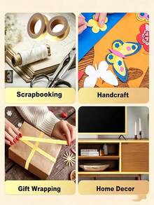 1/3 Roll Hot Stamping Gold Foil Decorative Tape, Mylar Gold Color Solid Color Washi Tape For Gift Wrapping, Scrapbooking, Journaling - Multicolor - View 5