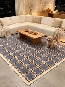 1pc Vintage Style Blue Plaid Decorative Rug, Living Room Carpet, Bedside Plush Rug, Autumn/Winter Rug, Thick Rug, Large Living Room Rug, Bedroom Rug, Living Room Home Decor, Outdoor Rug, Washable Rug - Multicolor 3 - View 3