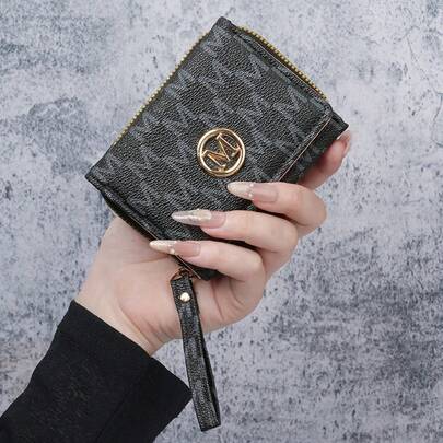 Women's Short Zipper Trifold Embroidered Fashion New Style Multi-Card Slot Clutch Wallet, Small Coin Purse With Wrist Strap, Suitable For Daily Use, Back To School Gift, School Opening Gift, Graduation Gift, Birthday Gift, Women's Gift
