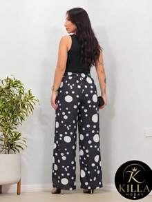 Women Pants - Black Polka Dot - View 2